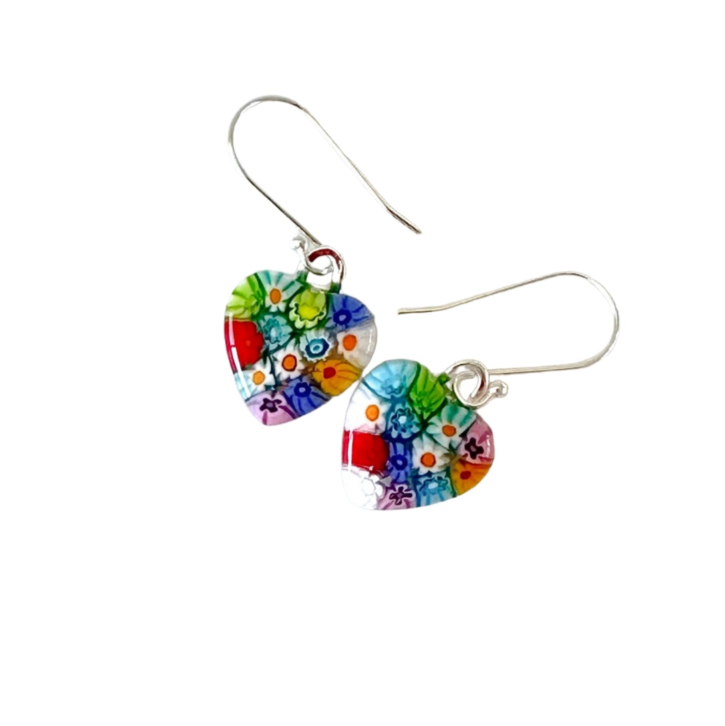 Tiny millefiori heart earrings Ercole Moretti