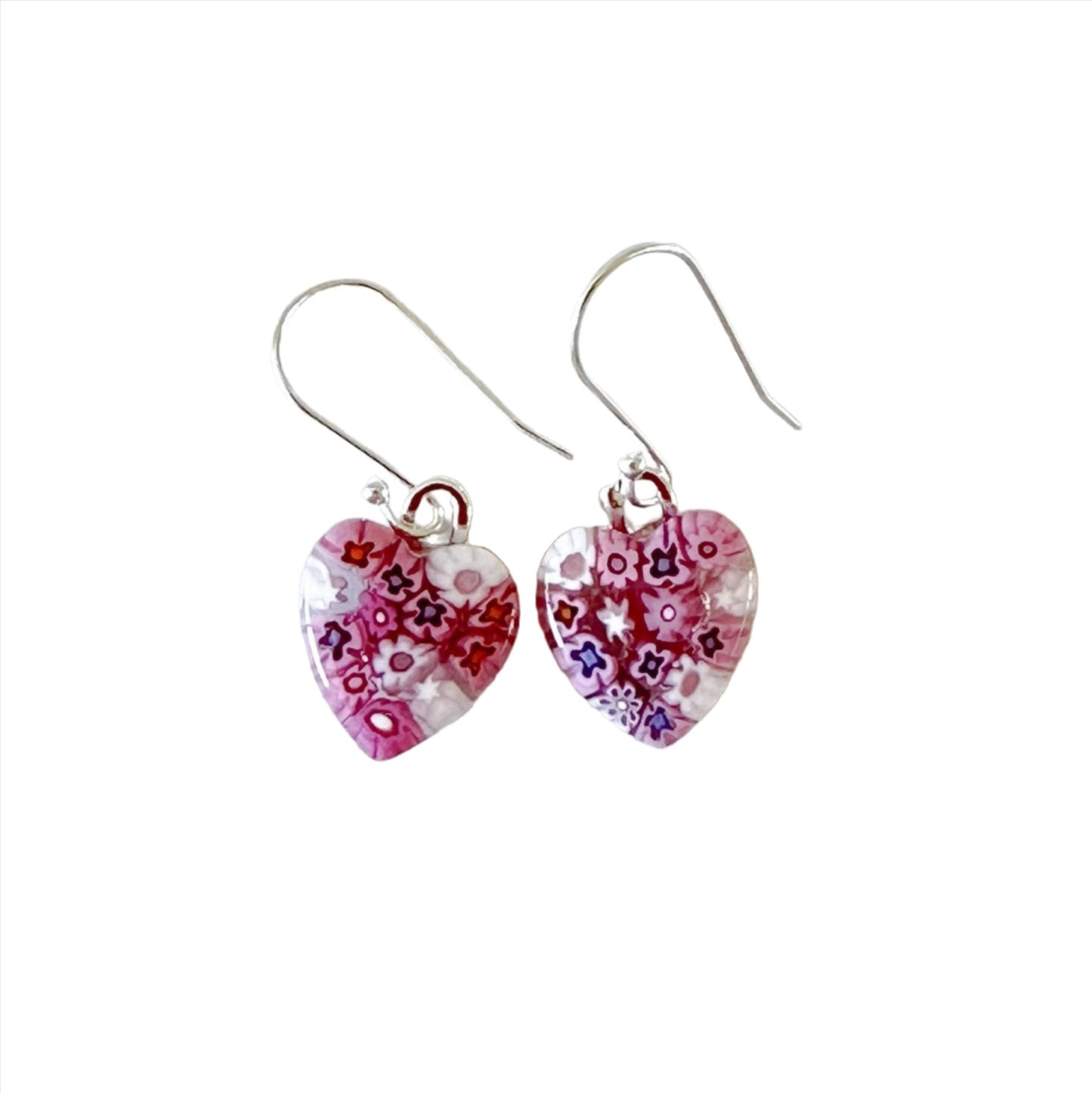 Tiny millefiori heart earrings Ercole Moretti