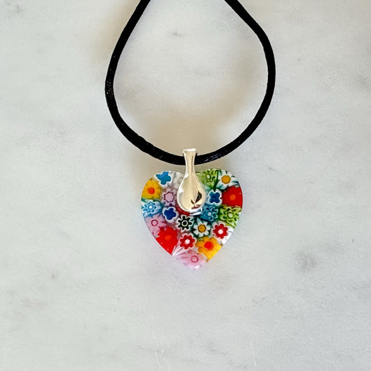 Large millefiori heart pendant Ercole Moretti