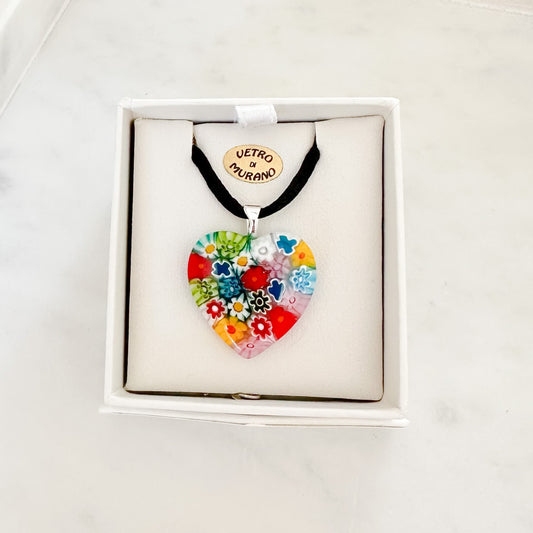 Large millefiori heart pendant Ercole Moretti
