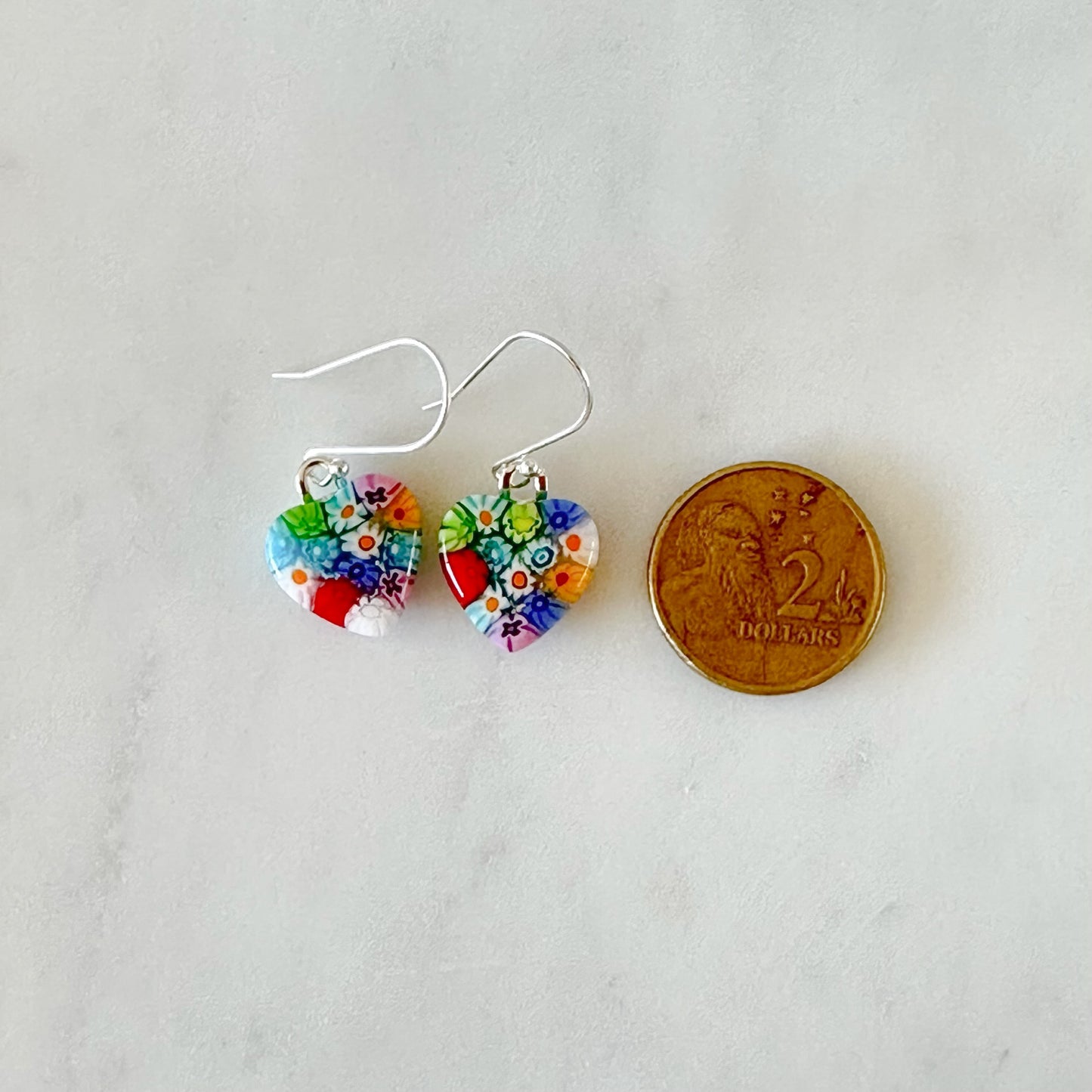 Tiny millefiori heart earrings Ercole Moretti