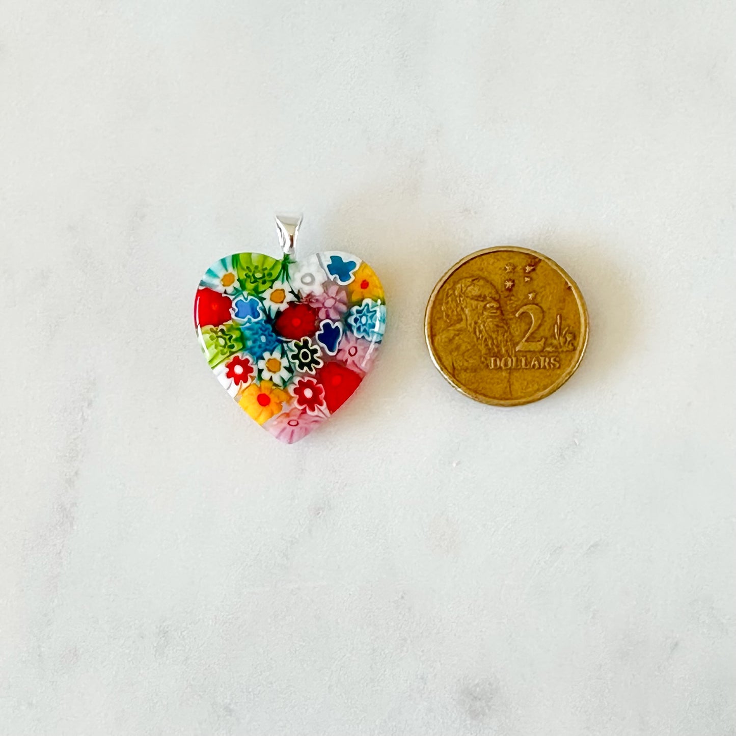 Large millefiori heart pendant Ercole Moretti