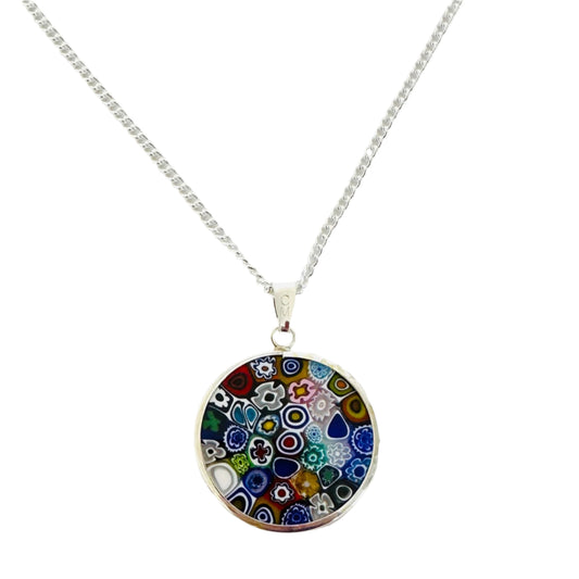 Millefiori silver pendant