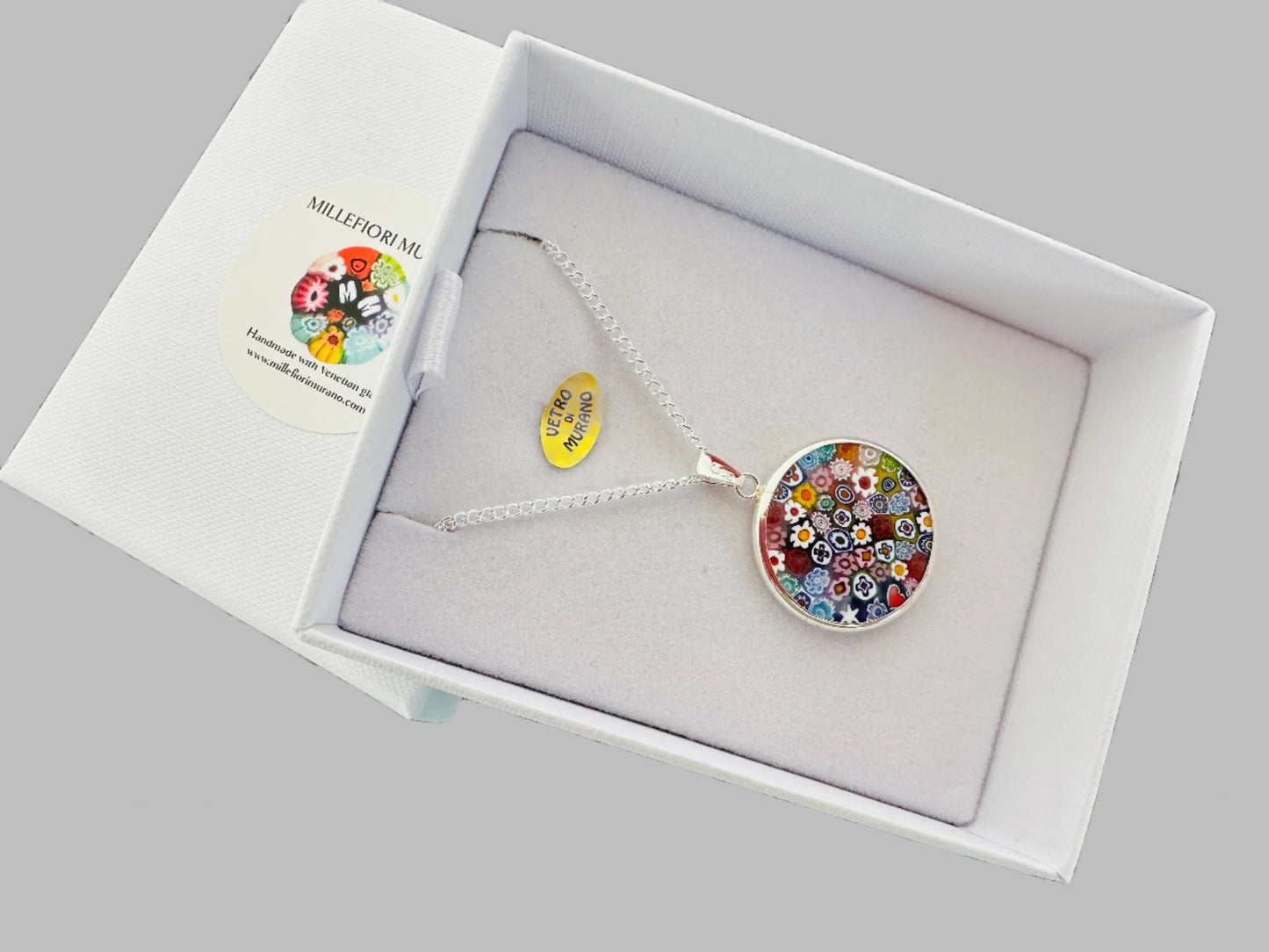 Millefiori silver pendant