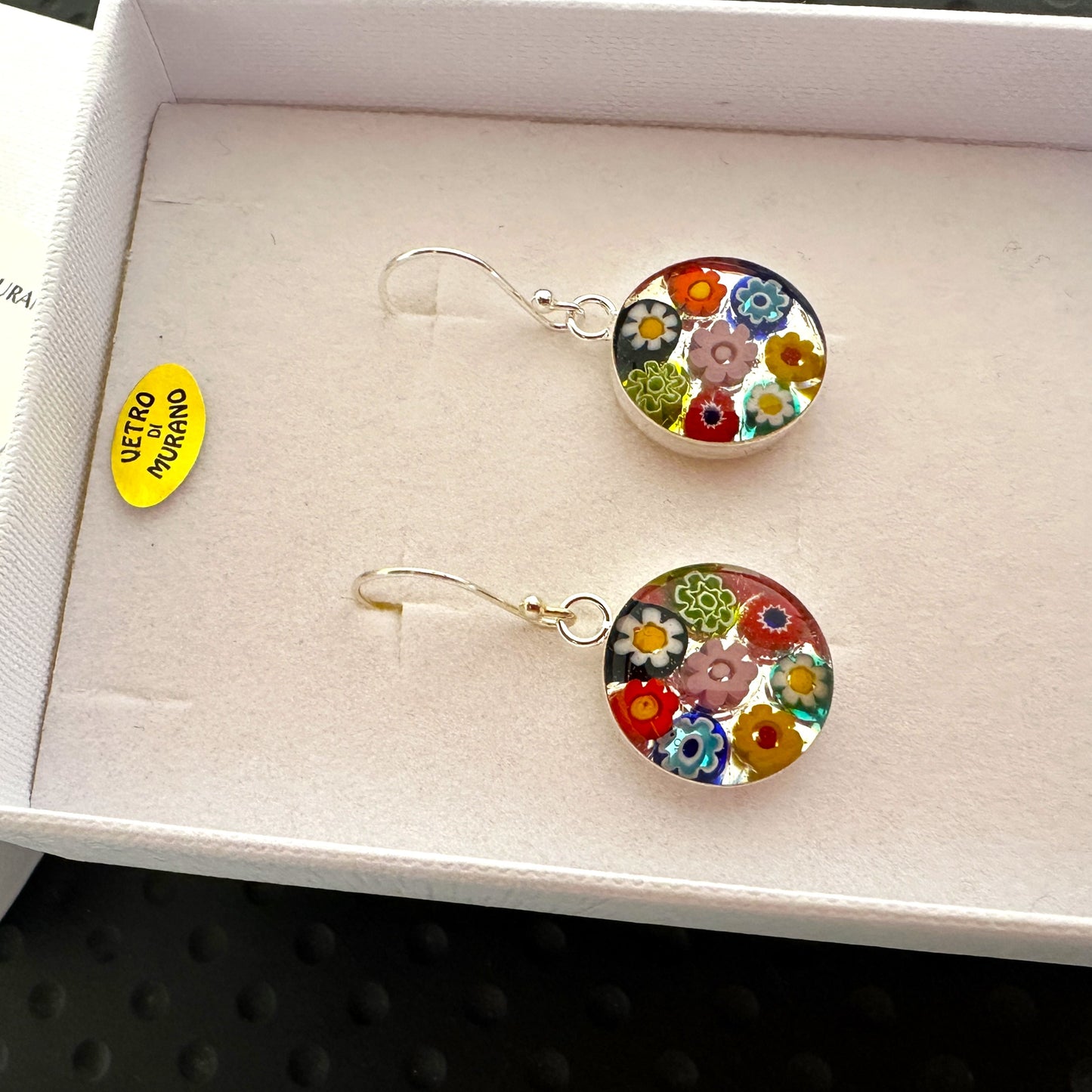 Millefiori Murano mosaic resin earrings