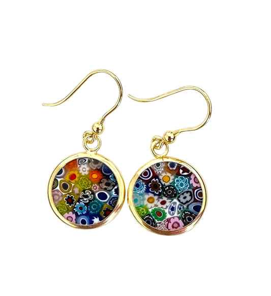 Millefiori gold earrings