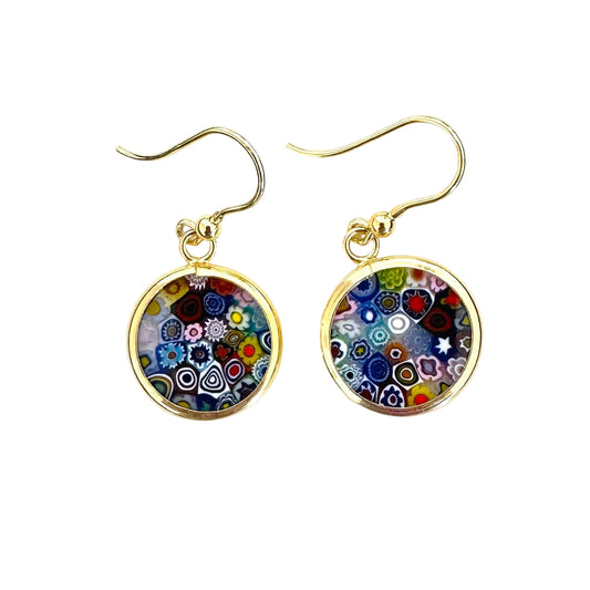 Millefiori gold earrings