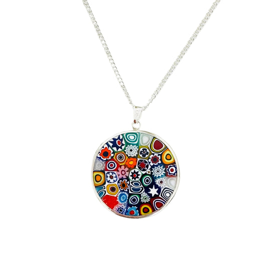 Large millefiori silver pendant