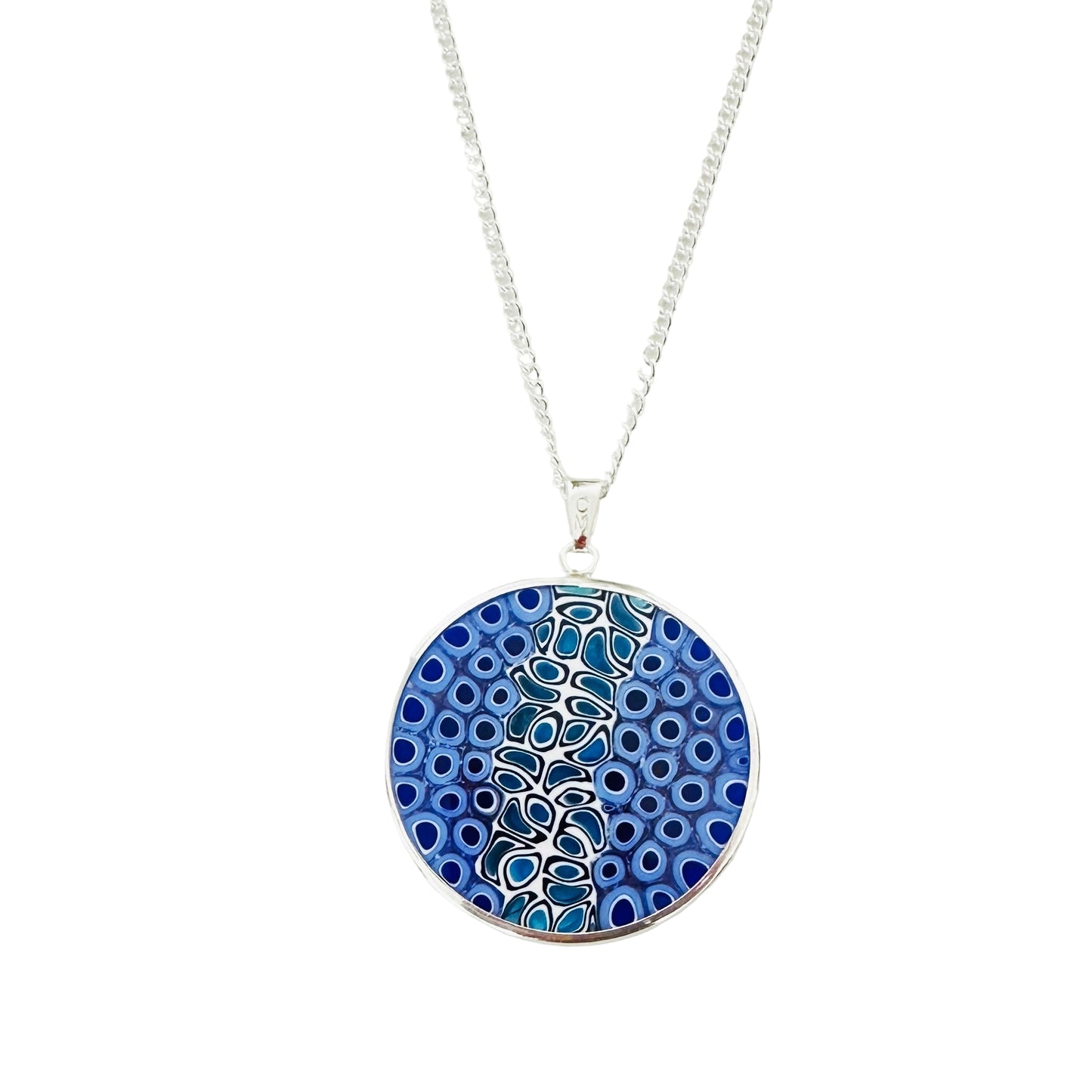 Large millefiori silver pendant