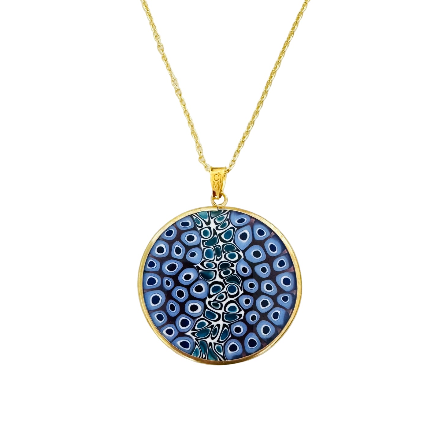 Large millefiori gold pendant