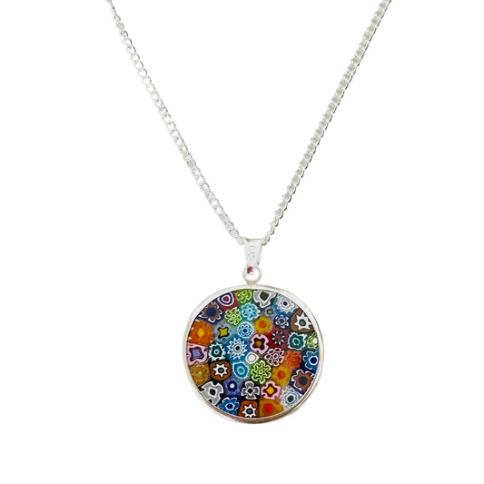 Millefiori silver pendant