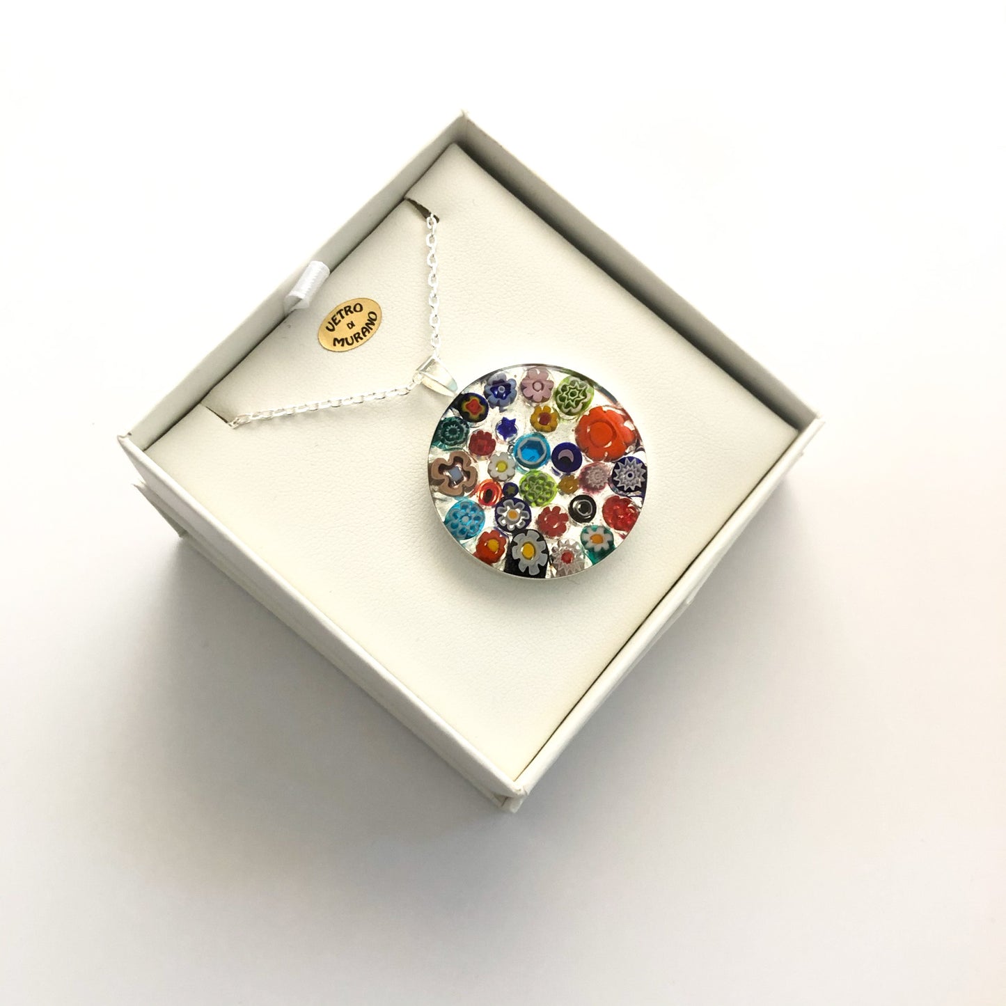 Millefiori Murano large round mosaic pendant