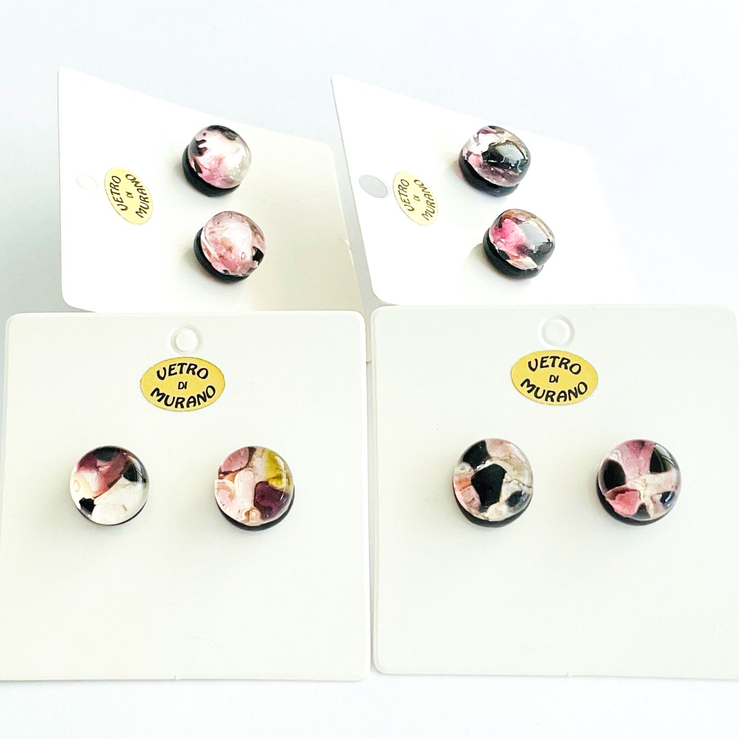Murano plate glass round studs