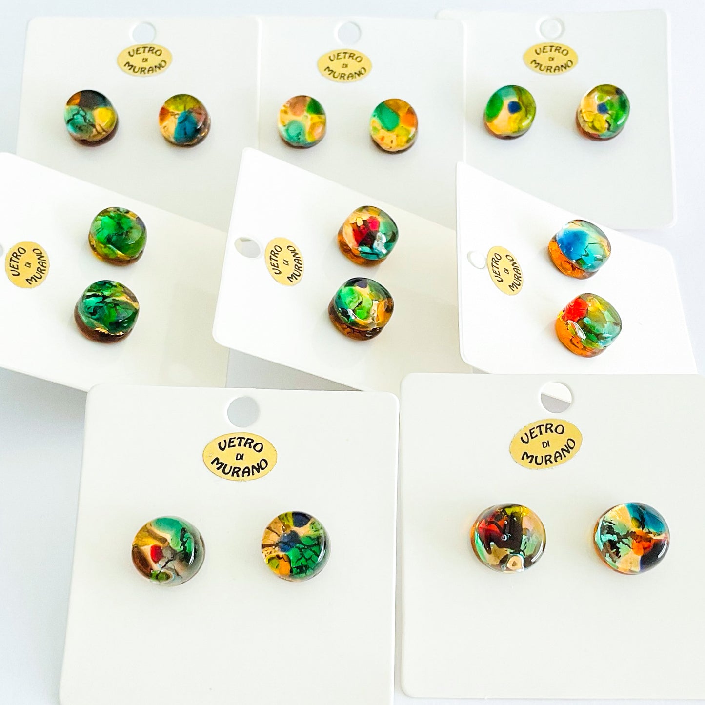 Murano plate glass round studs