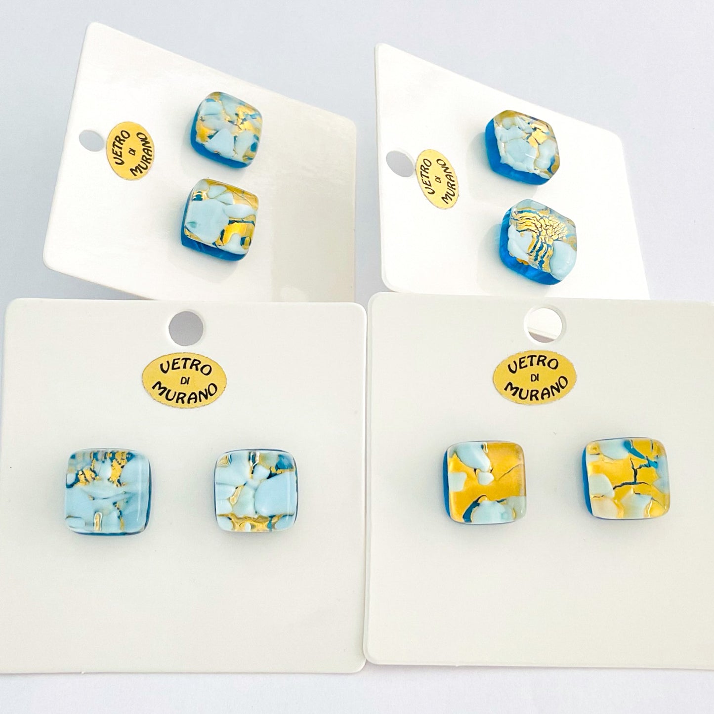 Murano plate glass square studs