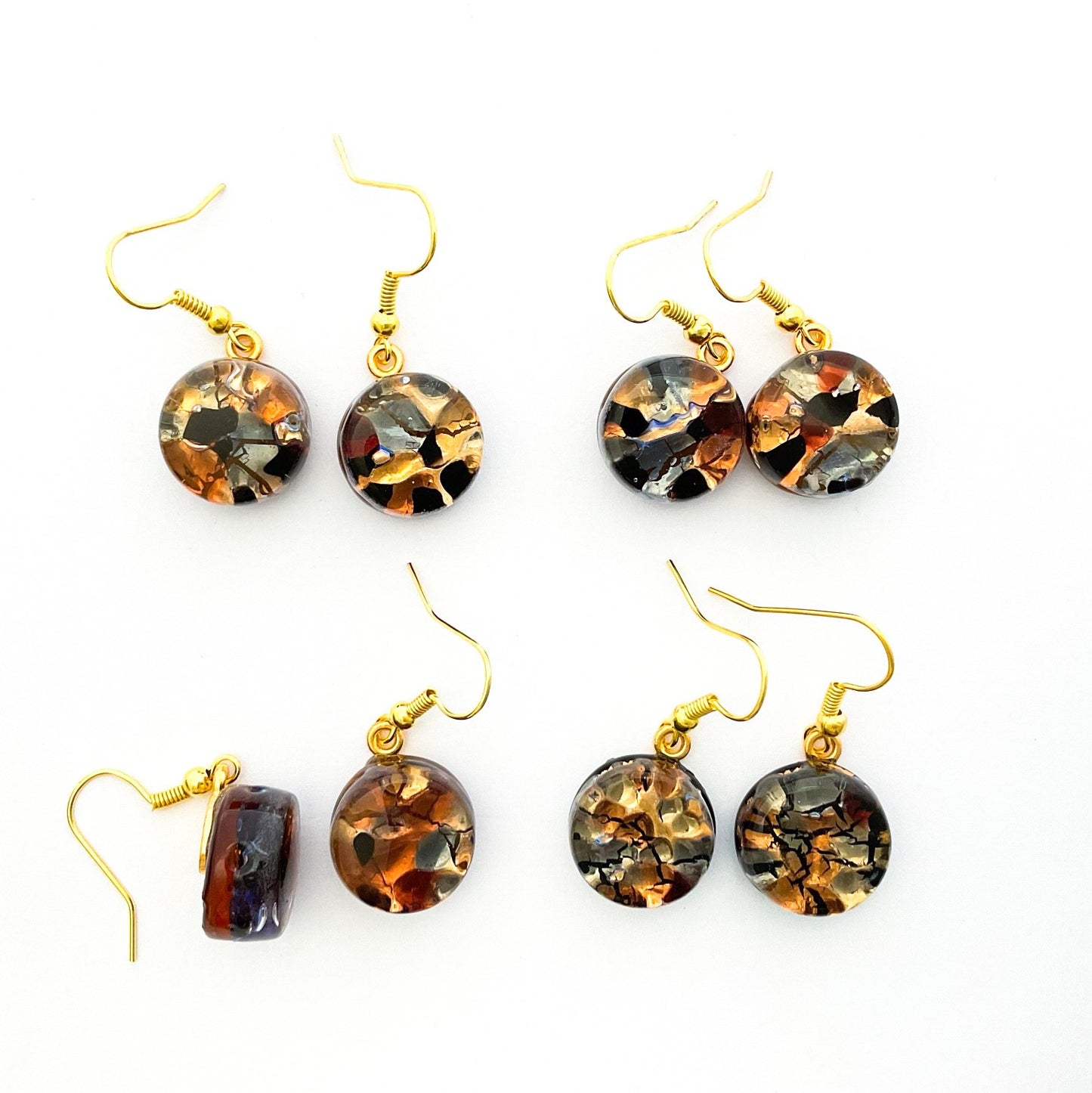 Murano plate glass round drop earrings