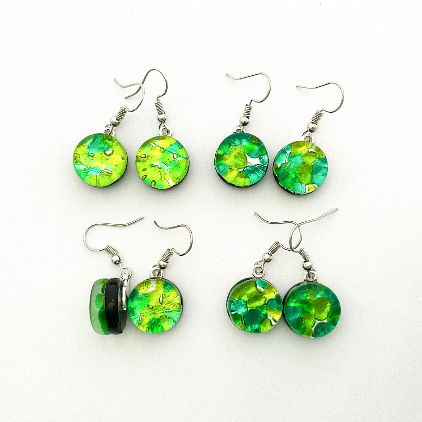 Murano plate glass round drop earrings