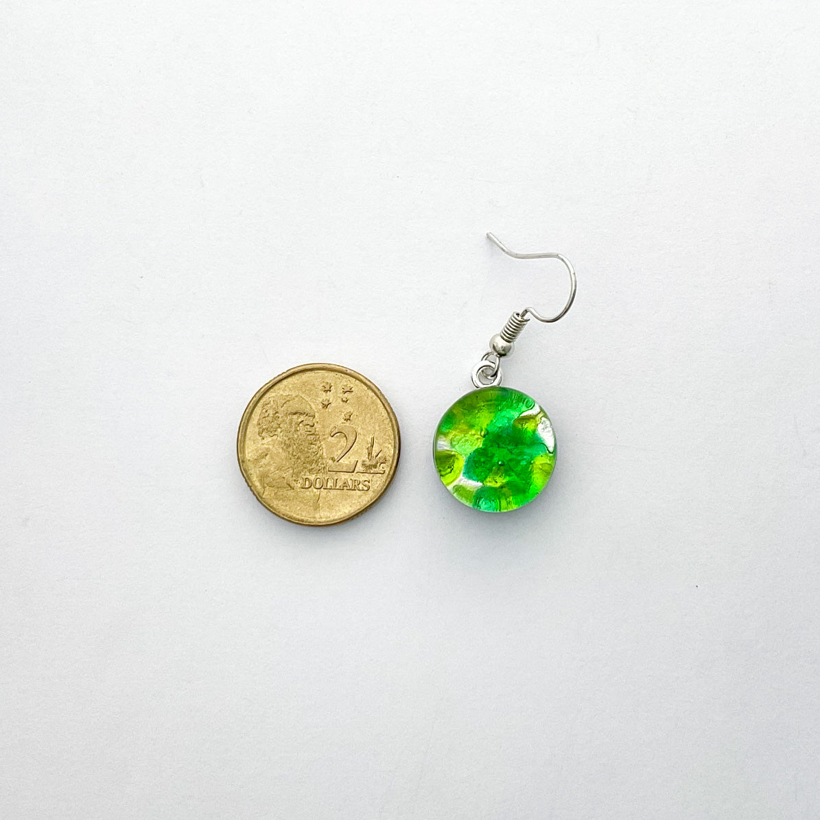 Murano plate glass round drop earrings