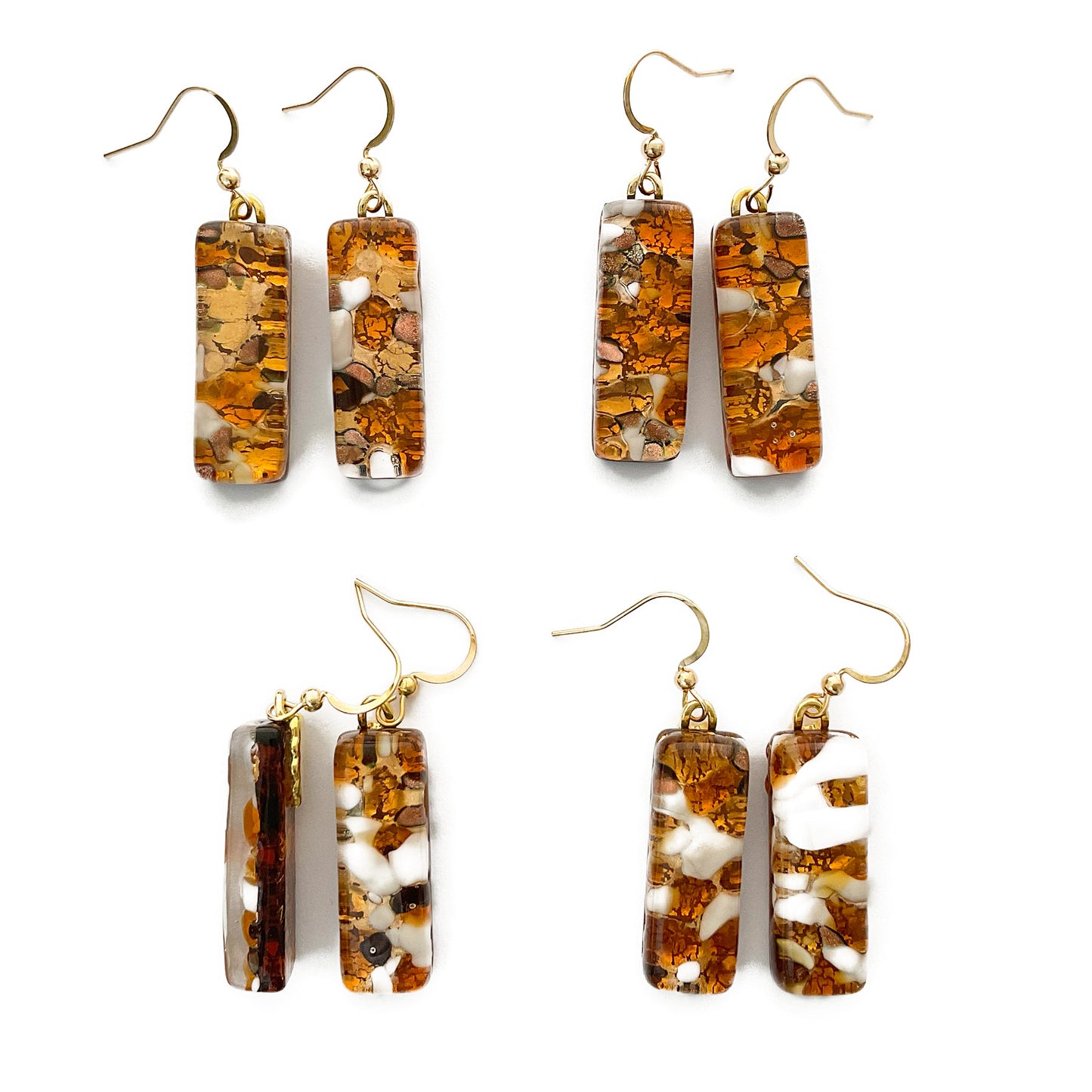 Murano plate glass long rectangle drop earrings