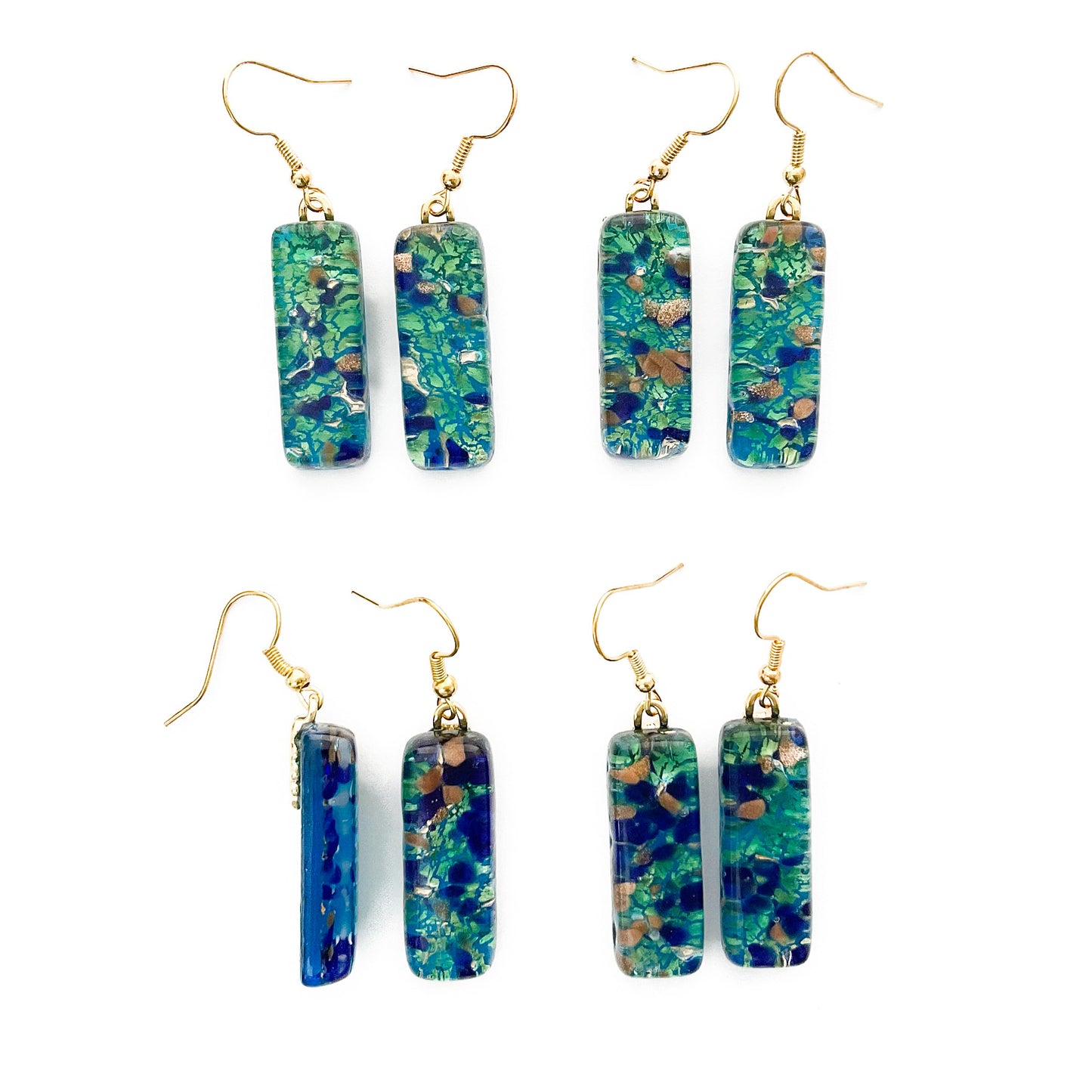 Murano plate glass long rectangle drop earrings