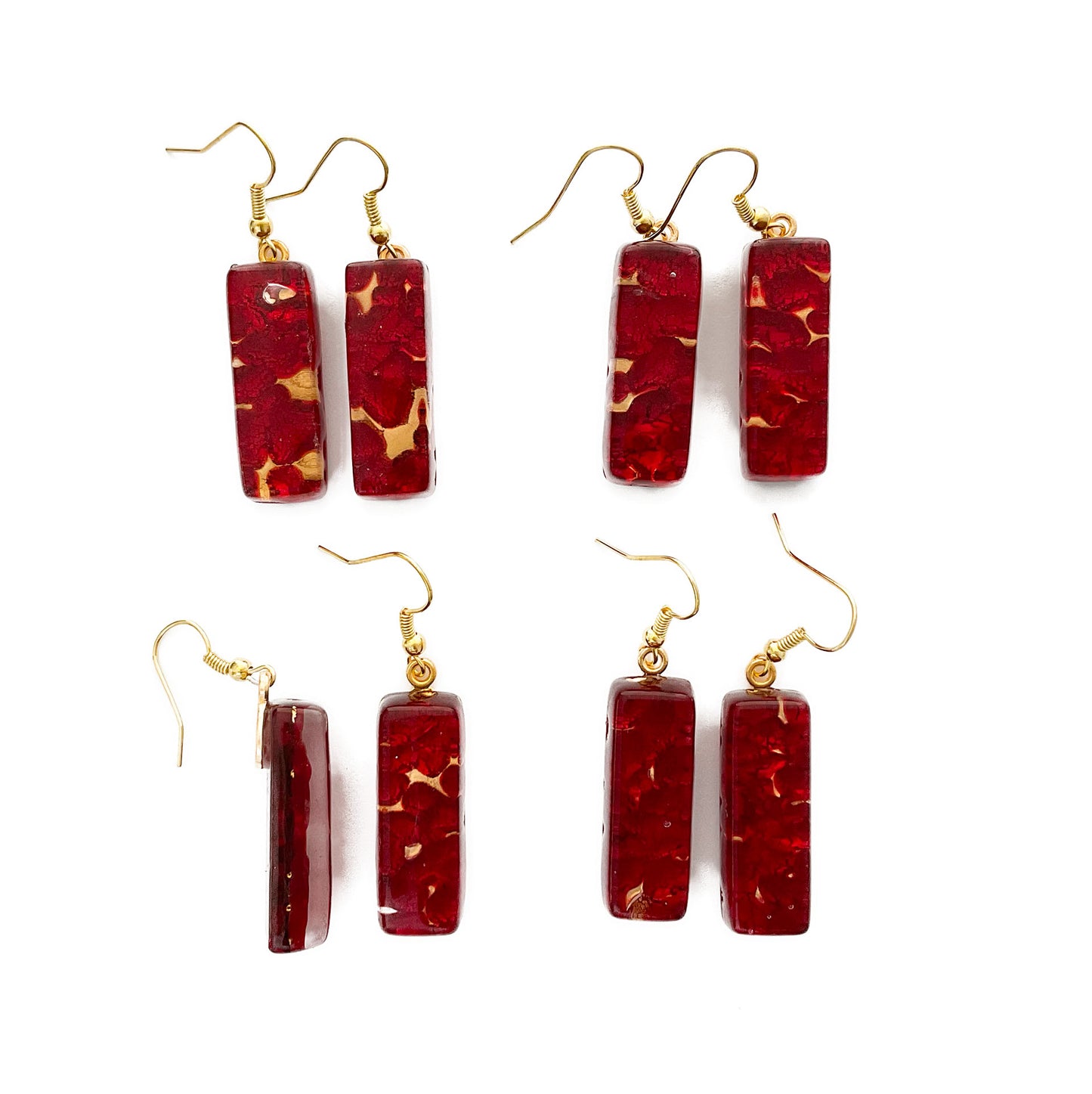 Murano plate glass long rectangle drop earrings