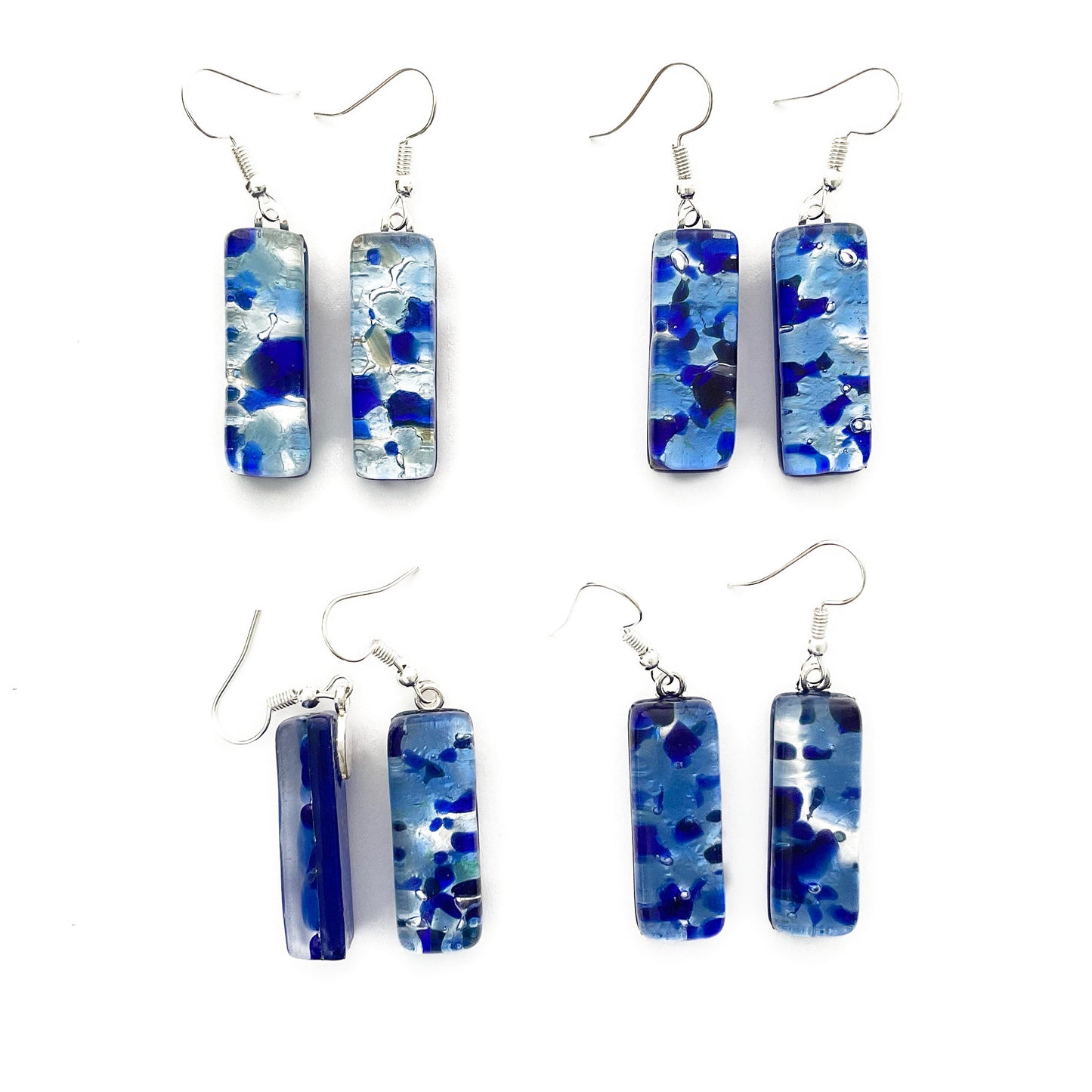 Murano plate glass long rectangle drop earrings