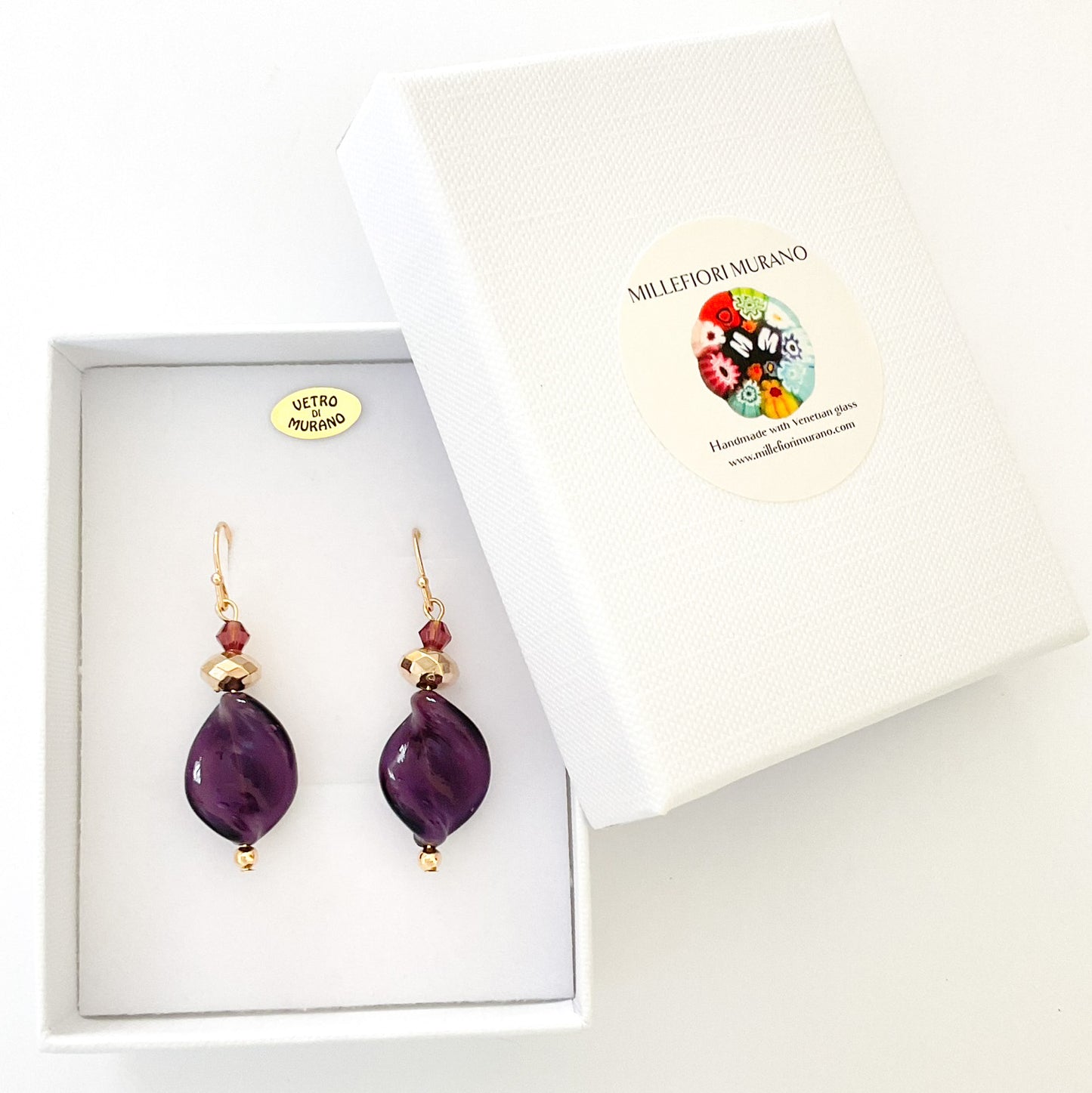 Murano glass twist bead earrings