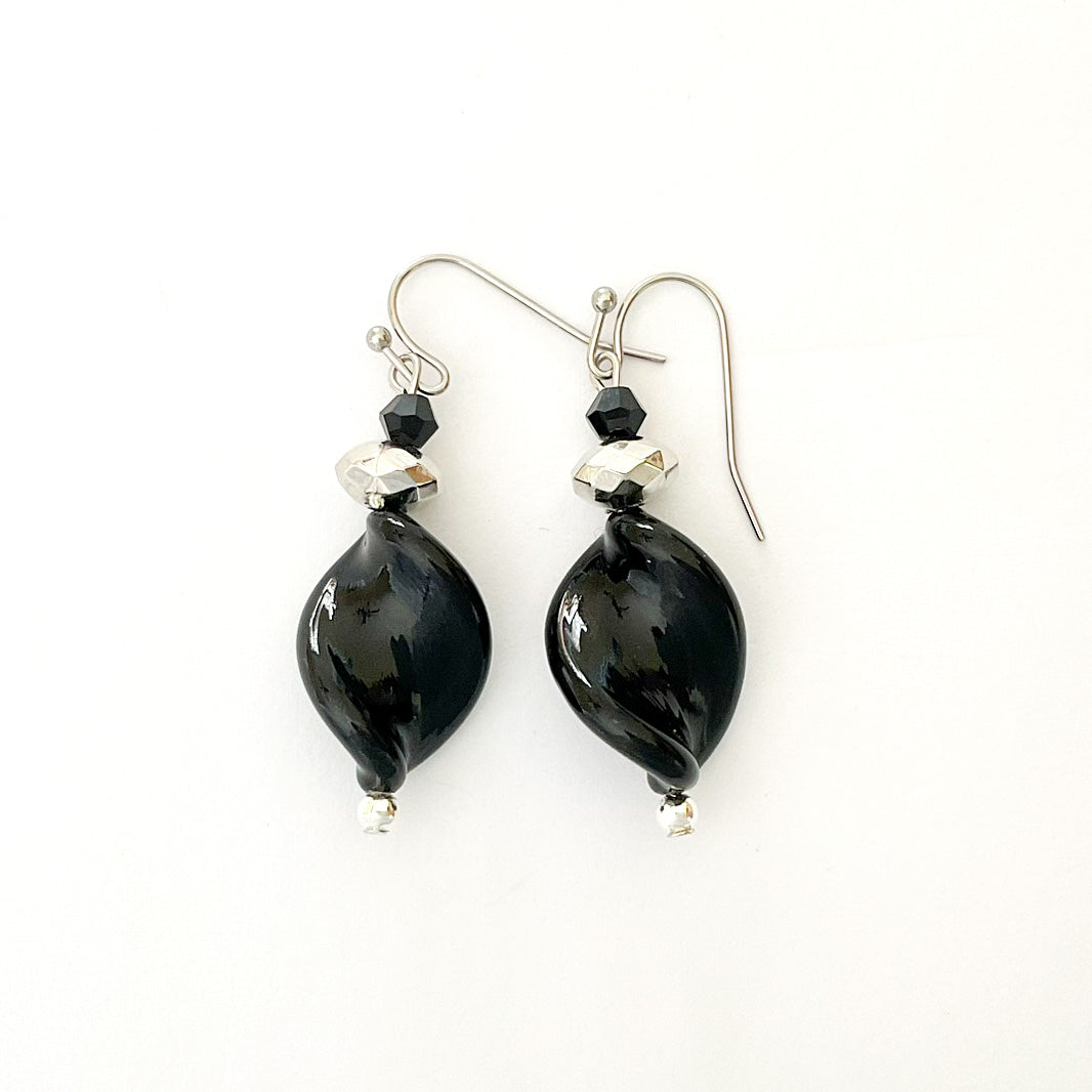 Murano glass twist bead earrings