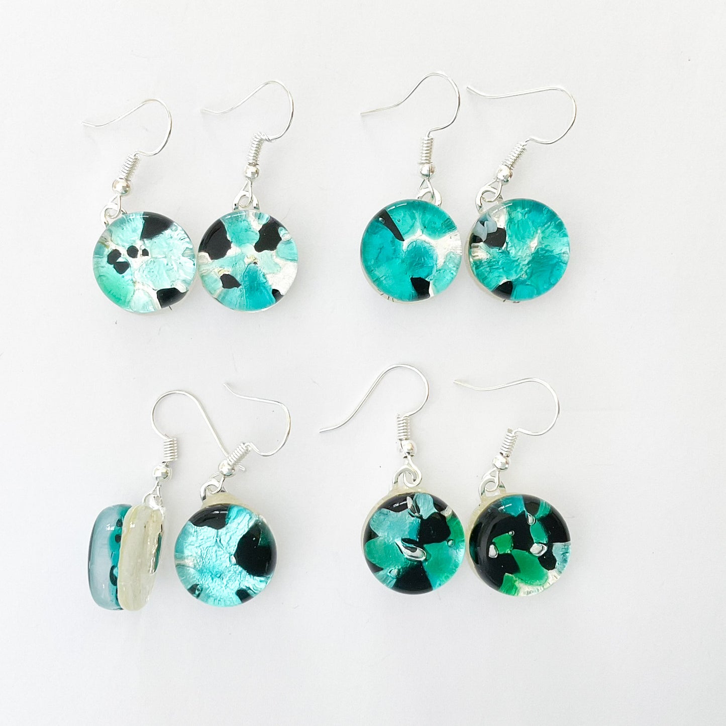 Murano plate glass round drop earrings