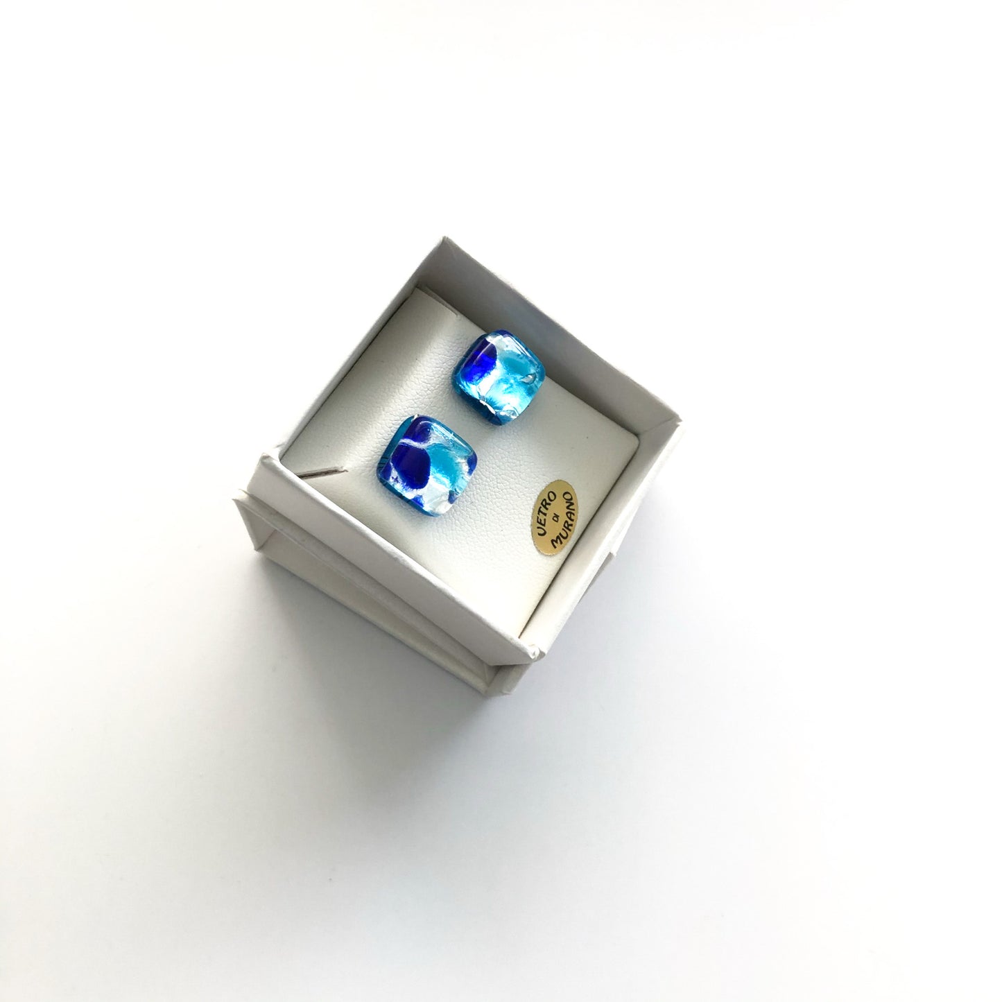 Murano plate glass square studs
