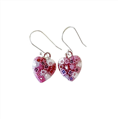 Tiny millefiori heart earrings Ercole Moretti