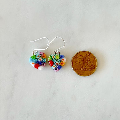 Tiny millefiori heart earrings Ercole Moretti