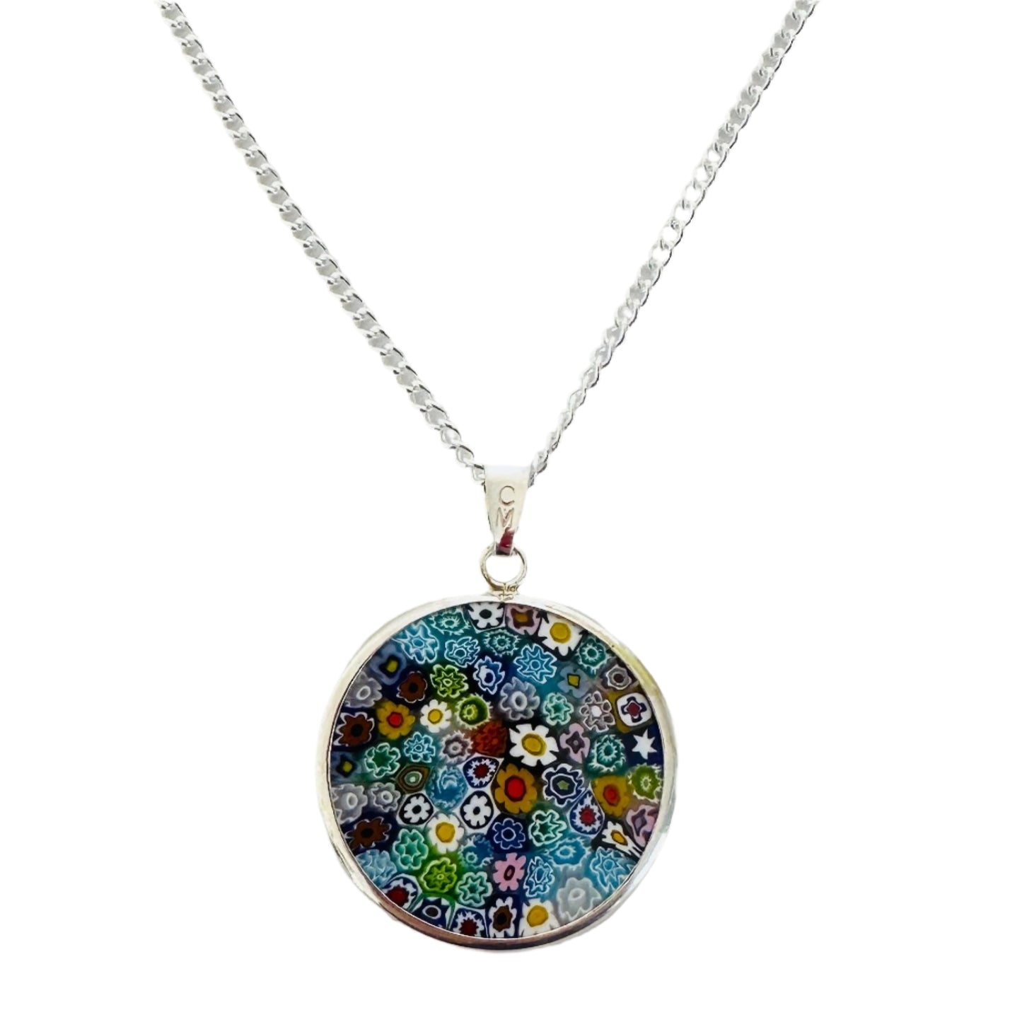 Millefiori silver pendant