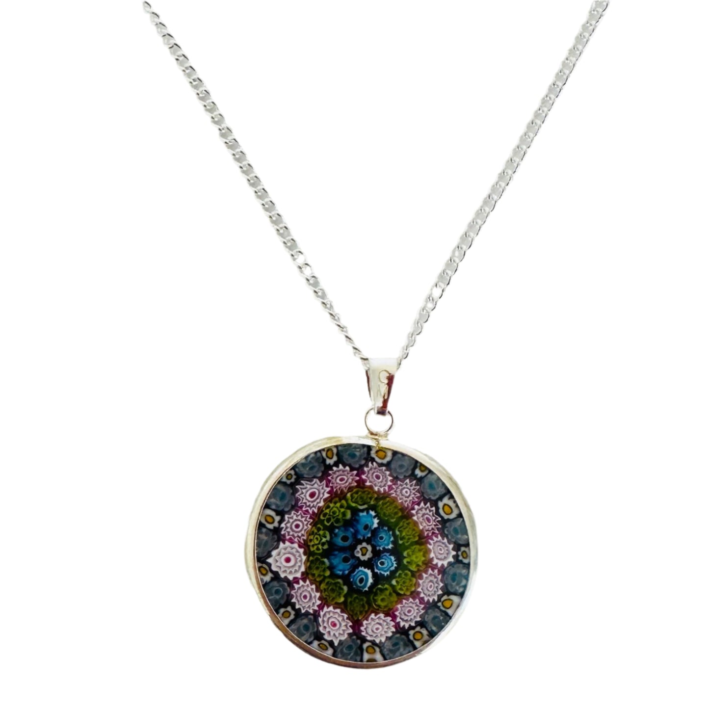 Millefiori silver pendant