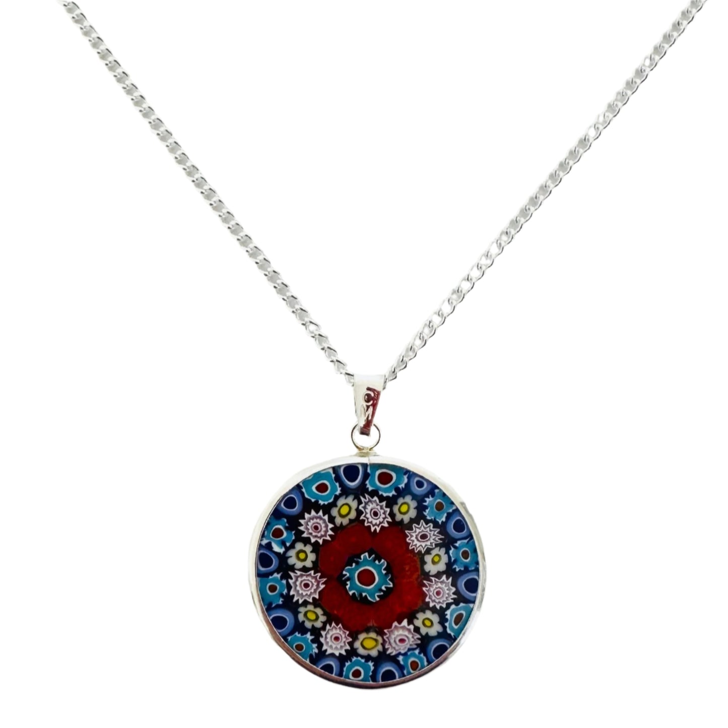 Millefiori silver pendant