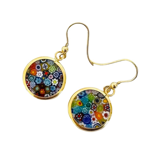 Millefiori gold earrings