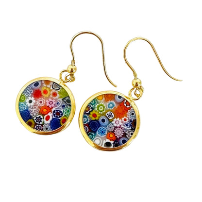 Millefiori gold earrings