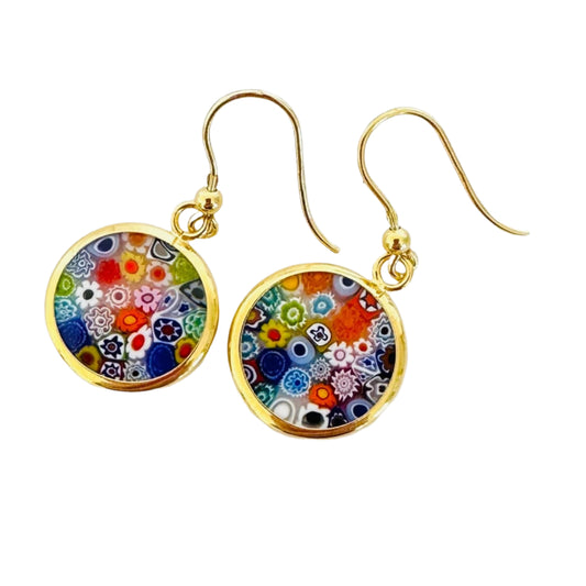 Millefiori gold earrings