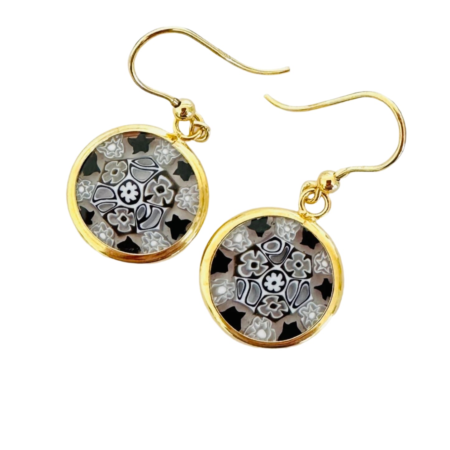 Millefiori gold earrings
