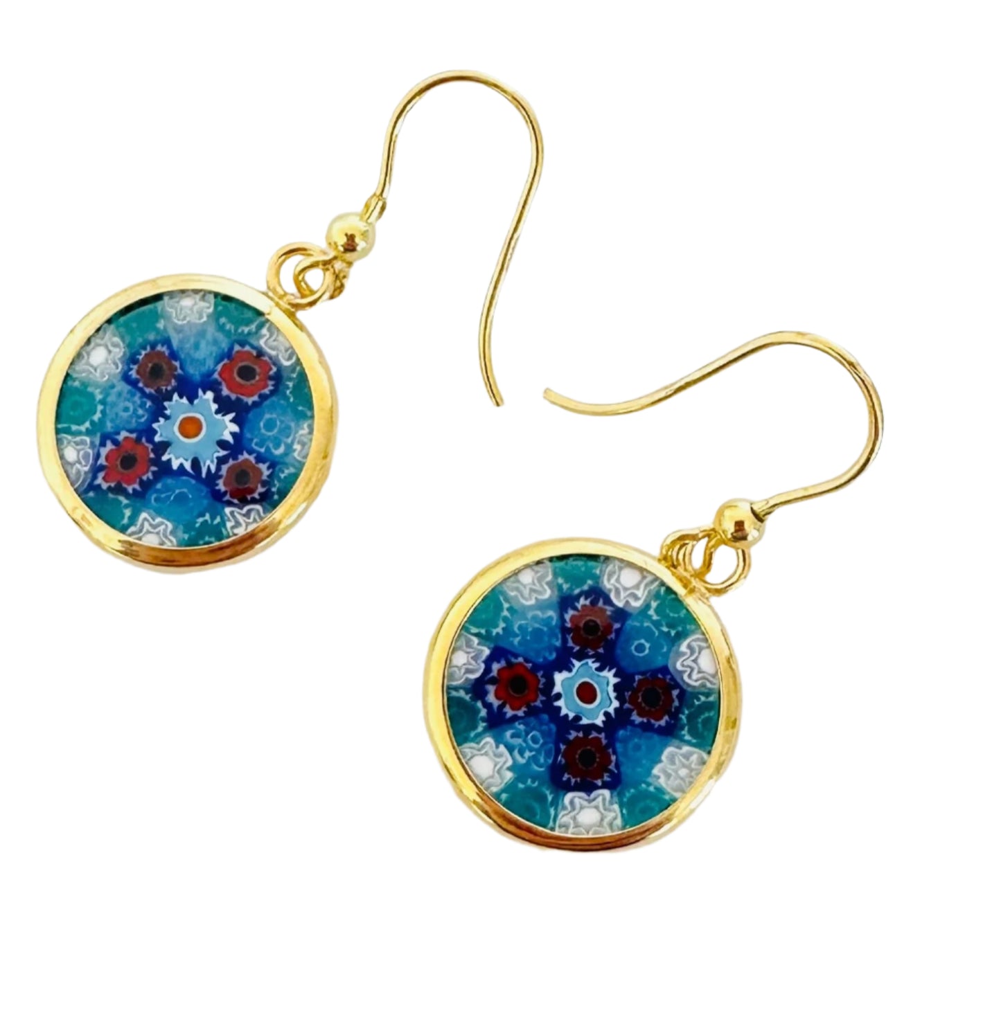 Millefiori gold earrings