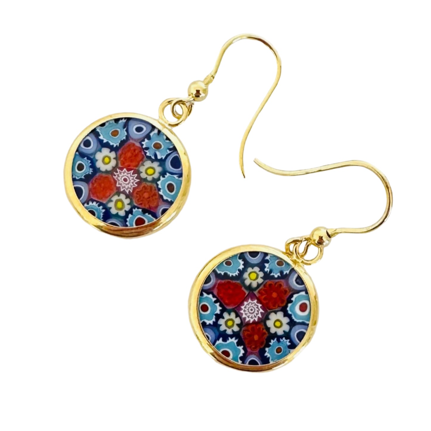 Millefiori gold earrings