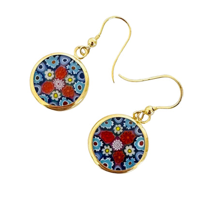 Millefiori gold earrings