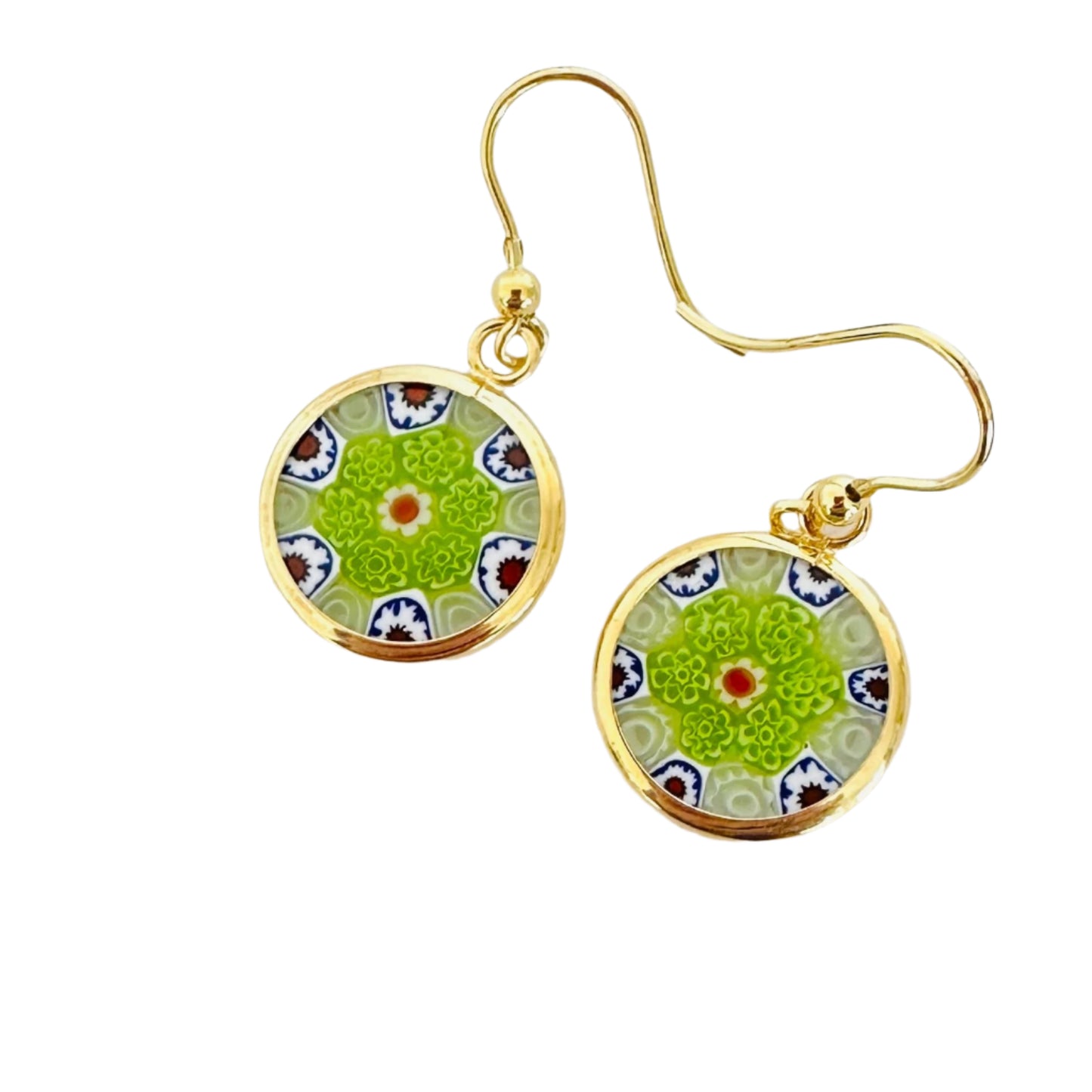 Millefiori gold earrings