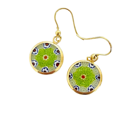 Millefiori gold earrings