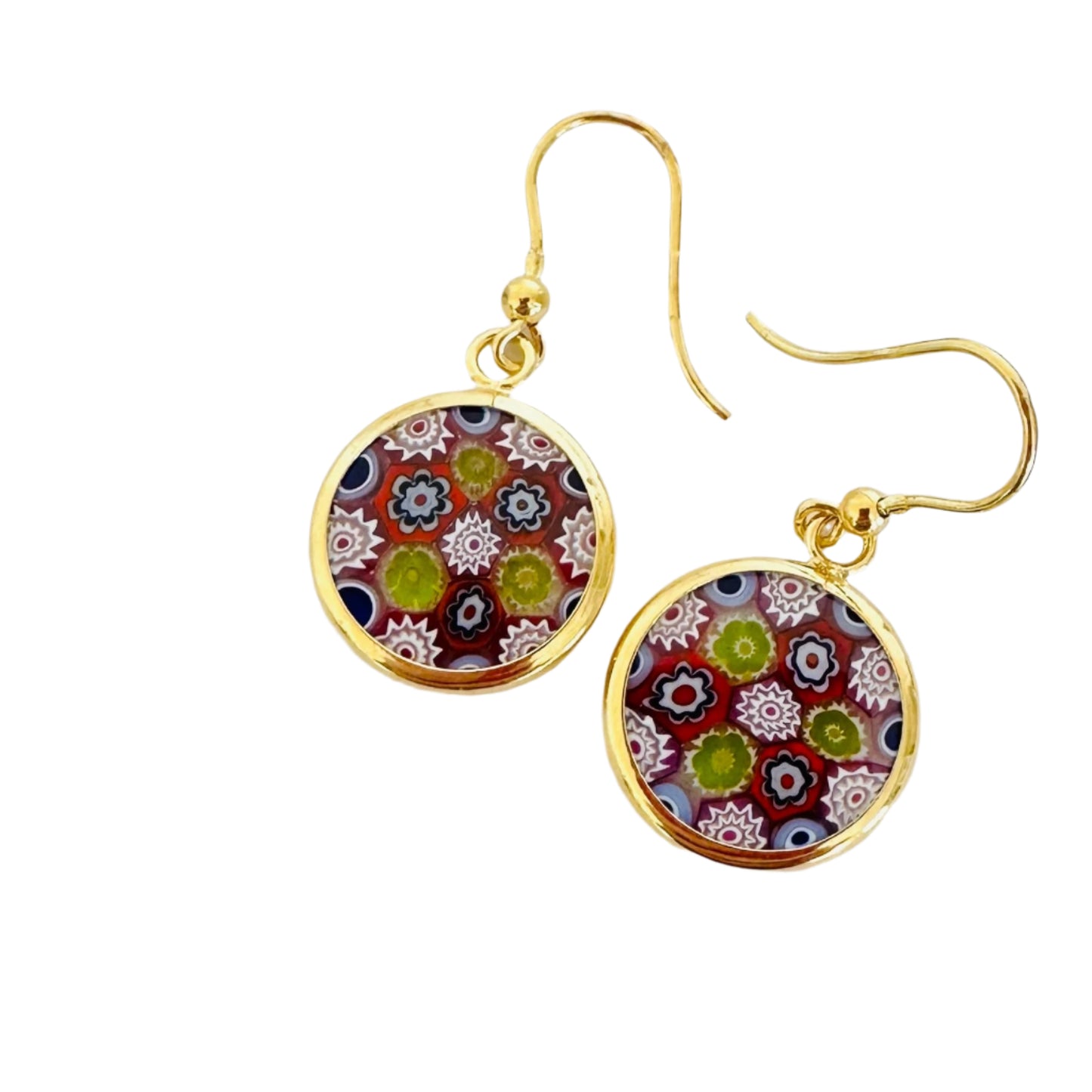 Millefiori gold earrings