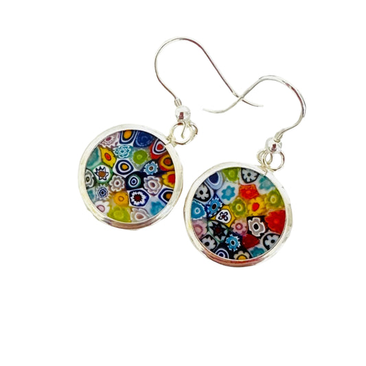 Millefiori silver earrings