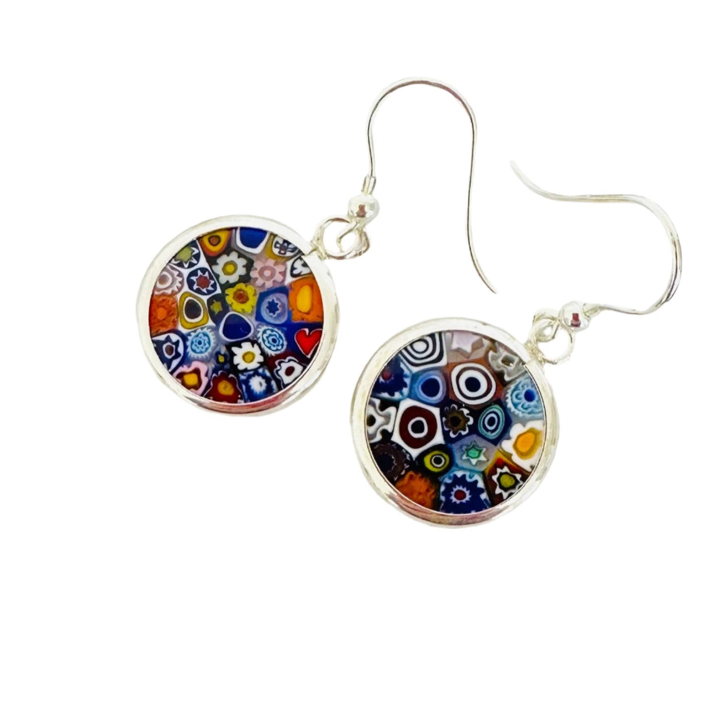 Millefiori silver earrings