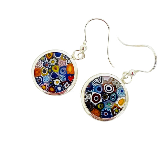 Millefiori silver earrings