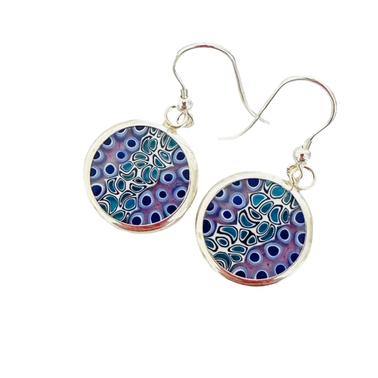 Millefiori silver earrings