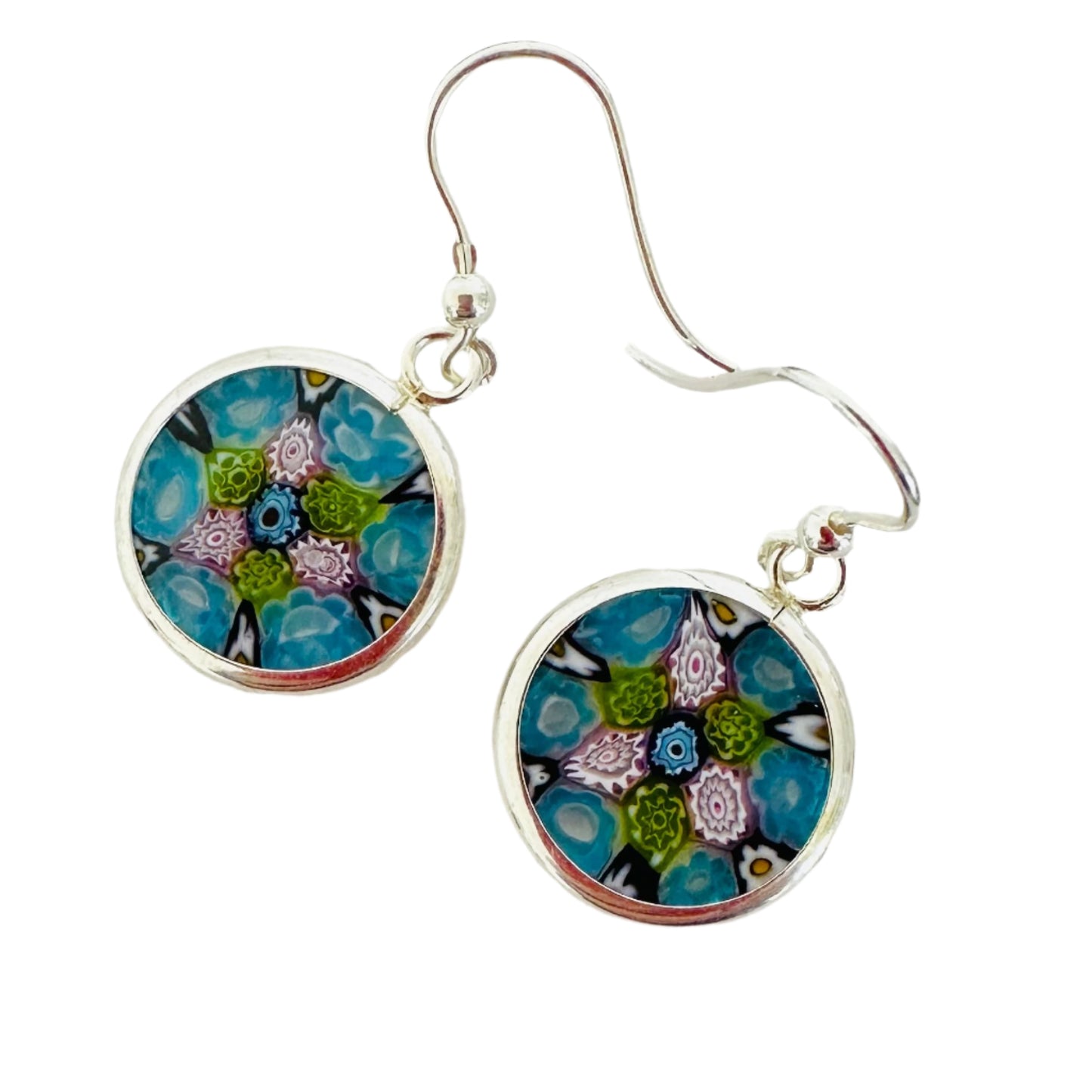 Millefiori silver earrings
